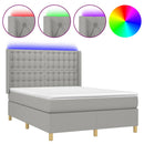 vidaXL világosszürke szövet rugós és LED-es ágy matraccal 140x190 cm