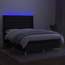 vidaXL fekete szövet rugós és LED-es ágy matraccal 140x190 cm