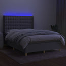 vidaXL világosszürke szövet rugós és LED-es ágy matraccal 140x200 cm