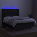 vidaXL fekete szövet rugós és LED-es ágy matraccal 140x200 cm