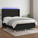 vidaXL fekete szövet rugós és LED-es ágy matraccal 140x200 cm