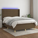 vidaXL barna szövet rugós és LED-es ágy matraccal 140x200 cm