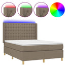 vidaXL tópszínű szövet rugós és LED-es ágy matraccal 140x200 cm
