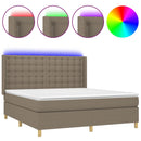 vidaXL tópszínű szövet rugós és LED-es ágy matraccal 160x200 cm