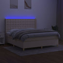 vidaXL krémszínű szövet rugós és LED-es ágy matraccal 160x200 cm