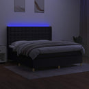 vidaXL fekete szövet rugós és LED-es ágy matraccal 180 x 200 cm