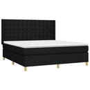 vidaXL fekete szövet rugós és LED-es ágy matraccal 180 x 200 cm