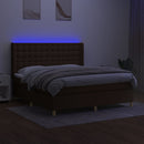 vidaXL barna szövet rugós és LED-es ágy matraccal 180 x 200 cm