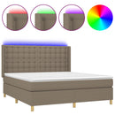 vidaXL tópszínű szövet rugós és LED-es ágy matraccal 180 x 200 cm