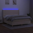 vidaXL krémszínű szövet rugós és LED-es ágy matraccal 180 x 200 cm