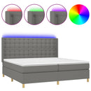 vidaXL sötétszürke szövet rugós és LED-es ágy matraccal 200x200 cm