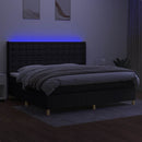 vidaXL fekete szövet rugós és LED-es ágy matraccal 200x200 cm