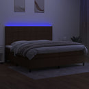 vidaXL barna szövet rugós és LED-es ágy matraccal 200x200 cm