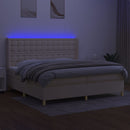 vidaXL krémszínű szövet rugós és LED-es ágy matraccal 200 x 200 cm