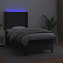 vidaXL fekete műbőr rugós ágy matraccal és LED-del 90x190 cm