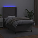 vidaXL szürke műbőr rugós ágy matraccal és LED-del 90x190 cm