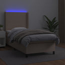 vidaXL cappuccino színű műbőr rugós ágy matraccal és LED-del 90x190 cm
