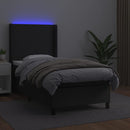 vidaXL fekete műbőr rugós ágy matraccal és LED-del 90x200 cm