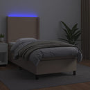 vidaXL cappuccino színű műbőr rugós ágy matraccal és LED-del 90x200 cm