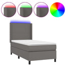 vidaXL szürke műbőr rugós ágy matraccal és LED-del 100x200 cm