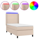 vidaXL cappuccino színű műbőr rugós ágy matraccal és LED-del 100x200cm