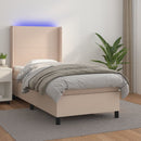vidaXL cappuccino színű műbőr rugós ágy matraccal és LED-del 100x200cm