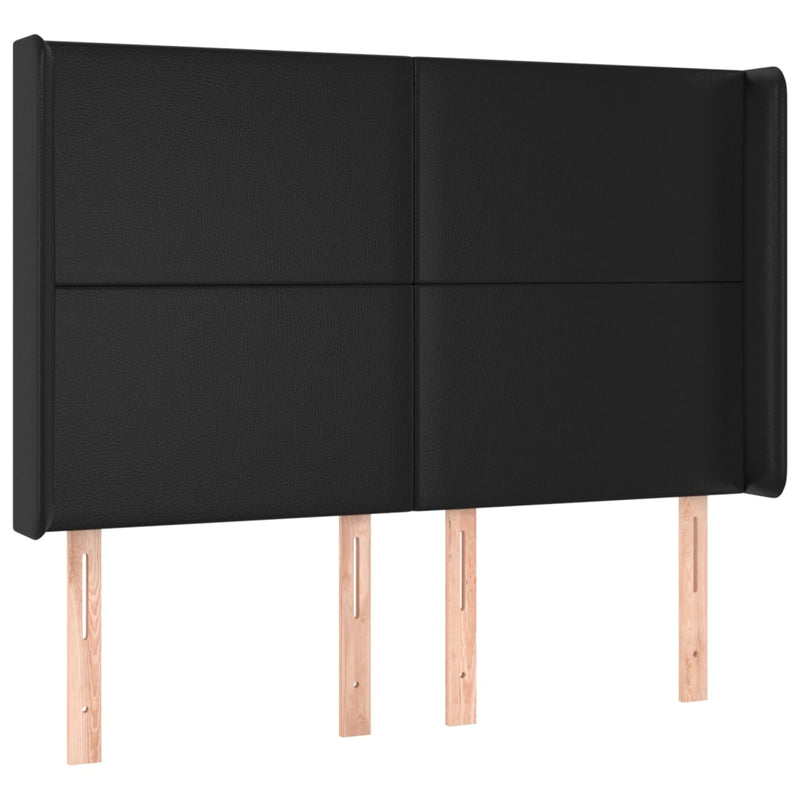 vidaXL fekete műbőr rugós ágy matraccal és LED-del 140 x 190 cm