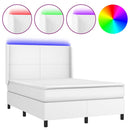 vidaXL fehér műbőr rugós ágy matraccal és LED-del 140x190 cm