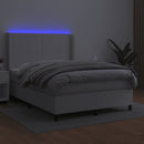 vidaXL fehér műbőr rugós ágy matraccal és LED-del 140x190 cm
