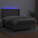 vidaXL szürke műbőr rugós ágy matraccal és LED-del 140x190 cm
