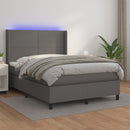 vidaXL szürke műbőr rugós ágy matraccal és LED-del 140x190 cm