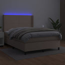 vidaXL cappuccino színű műbőr rugós ágy matraccal és LED-del 140x190cm