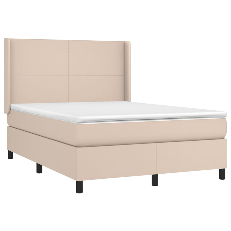 vidaXL cappuccino színű műbőr rugós ágy matraccal és LED-del 140x200cm