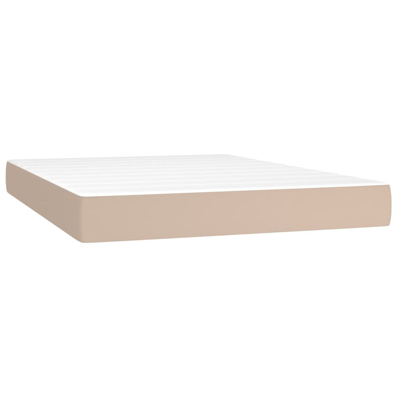 vidaXL cappuccino színű műbőr rugós ágy matraccal és LED-del 140x200cm