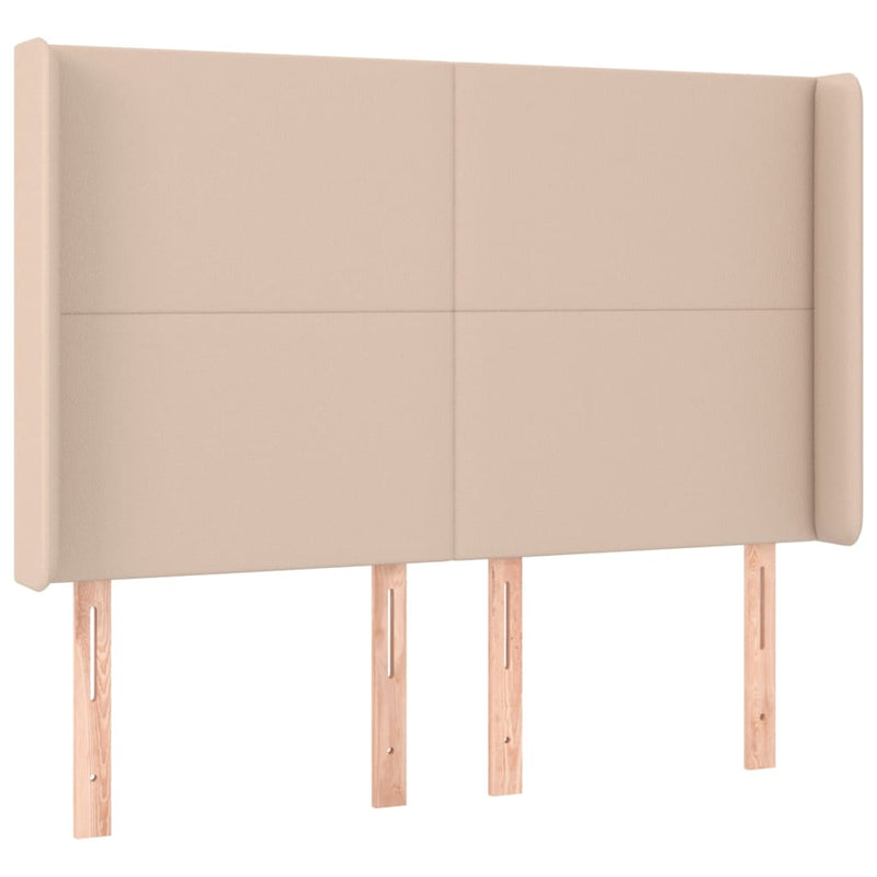 vidaXL cappuccino színű műbőr rugós ágy matraccal és LED-del 140x200cm