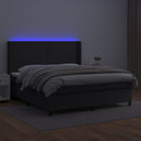 vidaXL fekete műbőr rugós ágy matraccal és LED-del 160x200 cm