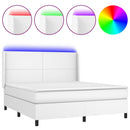 vidaXL fehér műbőr rugós ágy matraccal és LED-del 160x200 cm