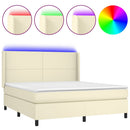vidaXL krémszínű műbőr rugós ágy matraccal és LED-del 160x200 cm