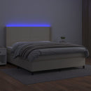 vidaXL krémszínű műbőr rugós ágy matraccal és LED-del 160x200 cm