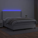vidaXL fehér műbőr rugós ágy matraccal és LED-del 180x200 cm