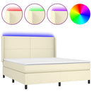 vidaXL krémszínű műbőr rugós ágy matraccal és LED-del 180x200 cm