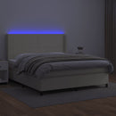 vidaXL krémszínű műbőr rugós ágy matraccal és LED-del 180x200 cm