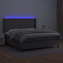 vidaXL szürke műbőr rugós ágy matraccal és LED-del 180x200 cm