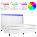 vidaXL fehér műbőr rugós ágy matraccal és LED-del 200x200 cm