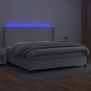 vidaXL fehér műbőr rugós ágy matraccal és LED-del 200x200 cm