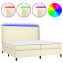 vidaXL krémszínű műbőr rugós ágy matraccal és LED-del 200x200 cm