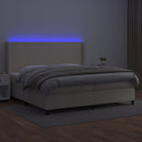 vidaXL krémszínű műbőr rugós ágy matraccal és LED-del 200x200 cm
