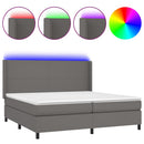 vidaXL szürke műbőr rugós ágy matraccal és LED-del 200x200 cm