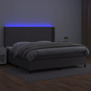 vidaXL szürke műbőr rugós ágy matraccal és LED-del 200x200 cm
