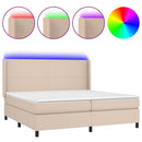 vidaXL cappuccino színű műbőr rugós ágy matraccal és LED-del 200x200cm
